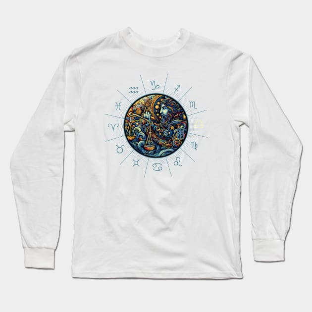 ZODIAC Libra - Astrological LIBRA - LIBRA - ZODIAC sign - Van Gogh style - 3 Long Sleeve T-Shirt by ArtProjectShop